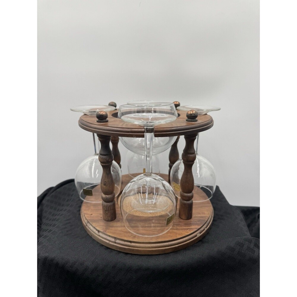 Vintage Wine Glass Holder With 5 Glasses. Luminarc